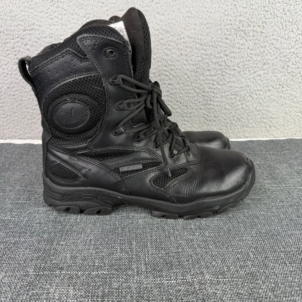 Thorogood‎ Tactical Boots Mens 10.5 Black Safety Toe Side Zip Waterproof Work